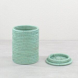 NEW Eco Handcraft Tight Woven Rattan Canister with Lid (No- Insert)-5.2"